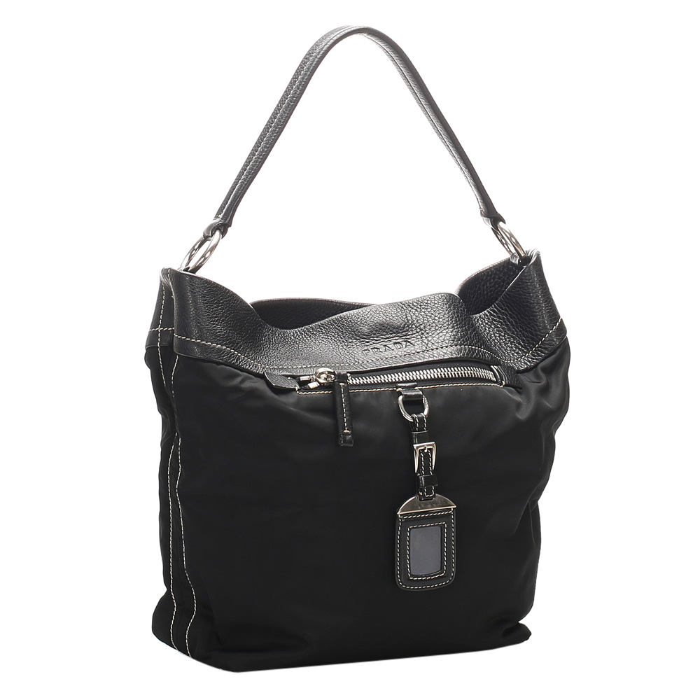 

Prada Black Nylon Leather Shoulder Bag