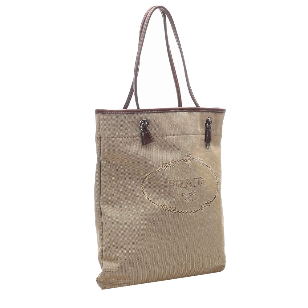 

Prada Beige/Brown Canvas Canapa Tote Bag