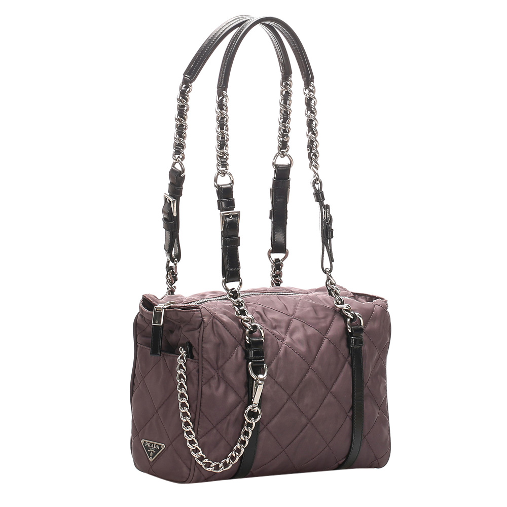 

Prada Purple/Black Quilted Chain Shoulder Bag