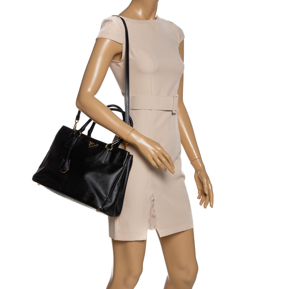 

Prada Black Saffiano Lux Leather Small Galleria Tote