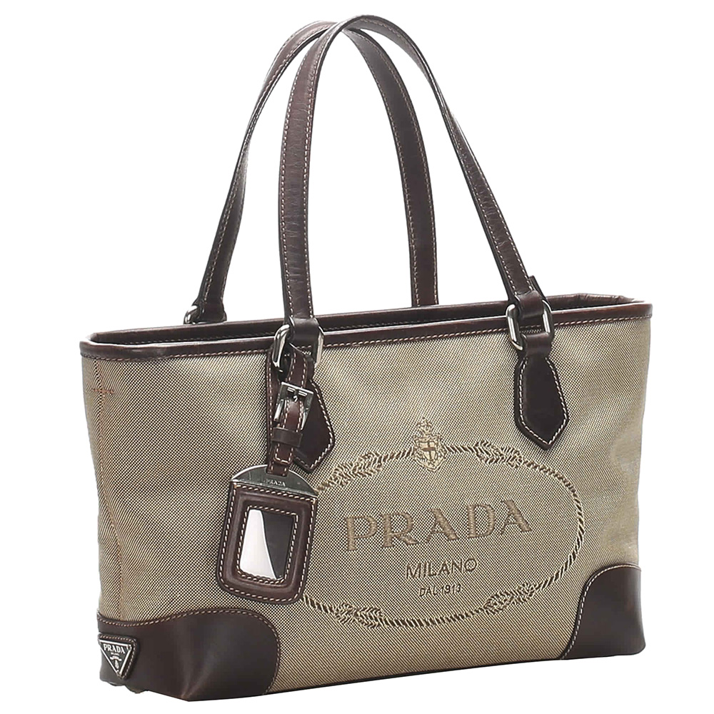 

Prada Beige/Brown Canvas Canapa Logo Shoulder Bag