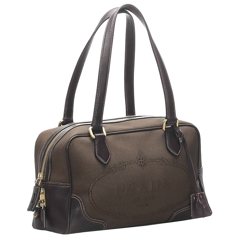 

Prada Brown Canvas Canapa Logo Satchel Bag