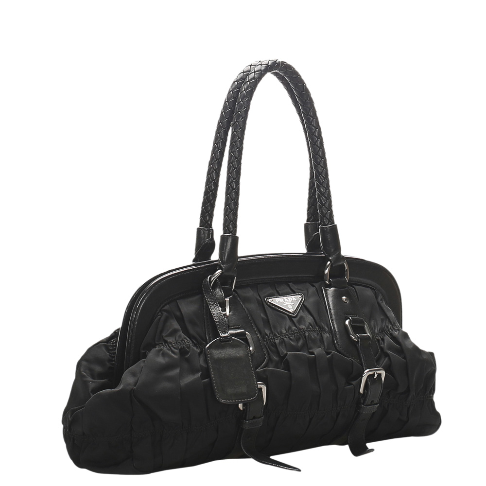 

Tessuto Gaufre Frame Shoulder Bag, Black