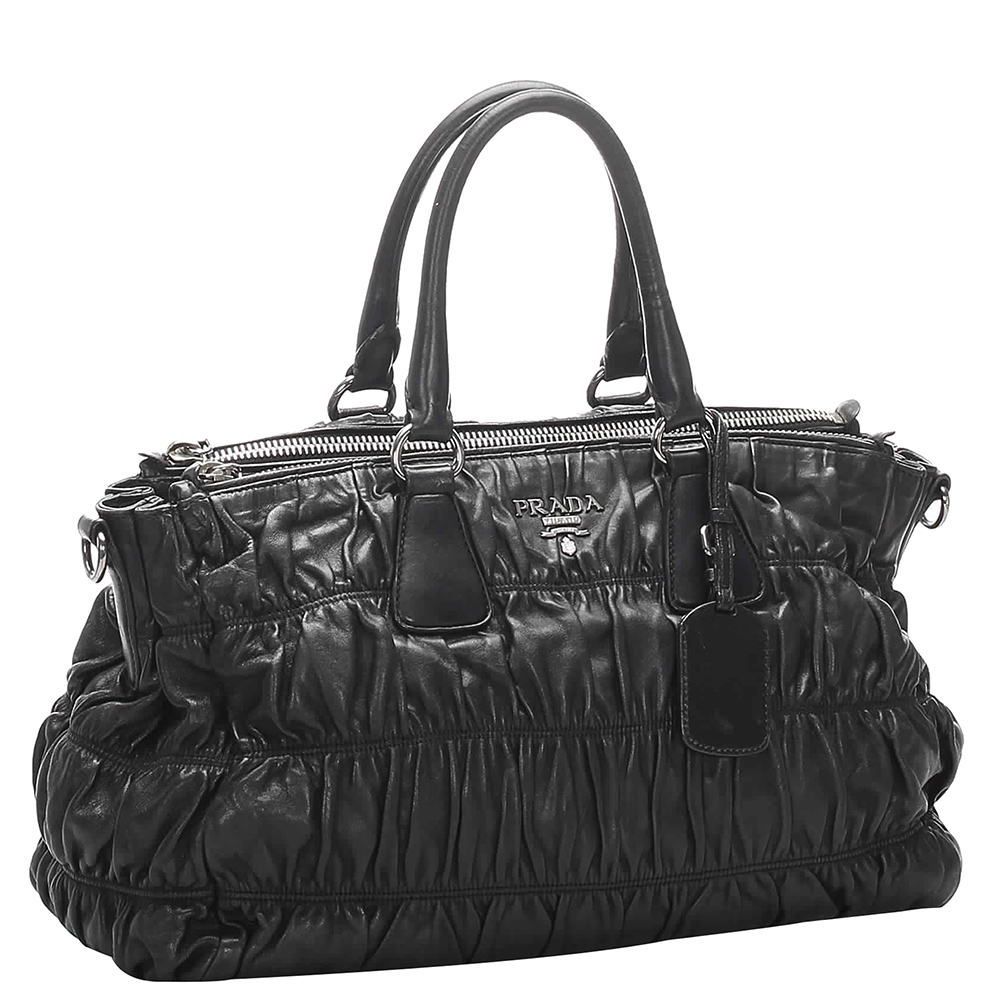 

Prada Black Gaufre Leather Tote Bag