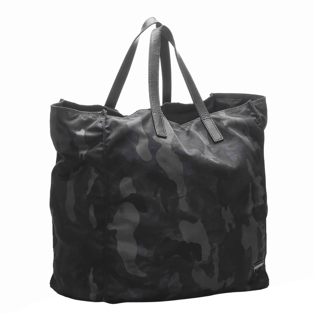 

Prada Black Nylon Tessuto Camouflage Tote Bag