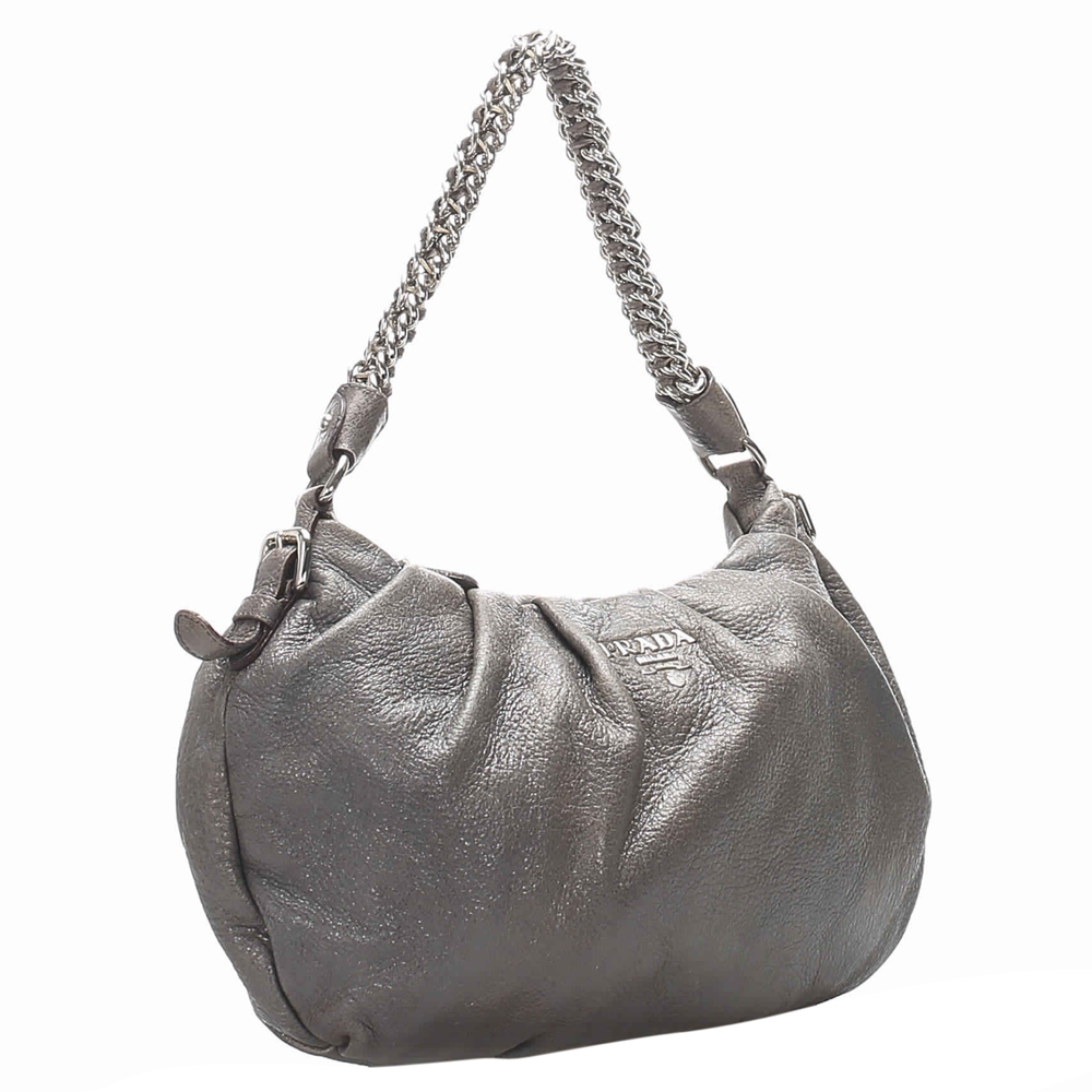 

Prada Grey Leather Chain Shoulder Bag