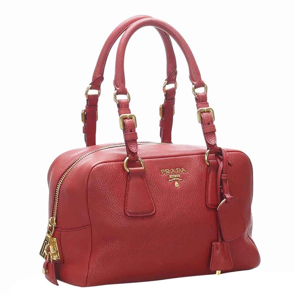 

Prada Red Leather Vitello Daino Shoulder Bag
