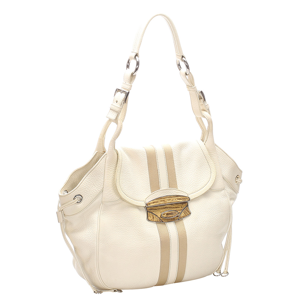 

Prada White Leather Shoulder Bag