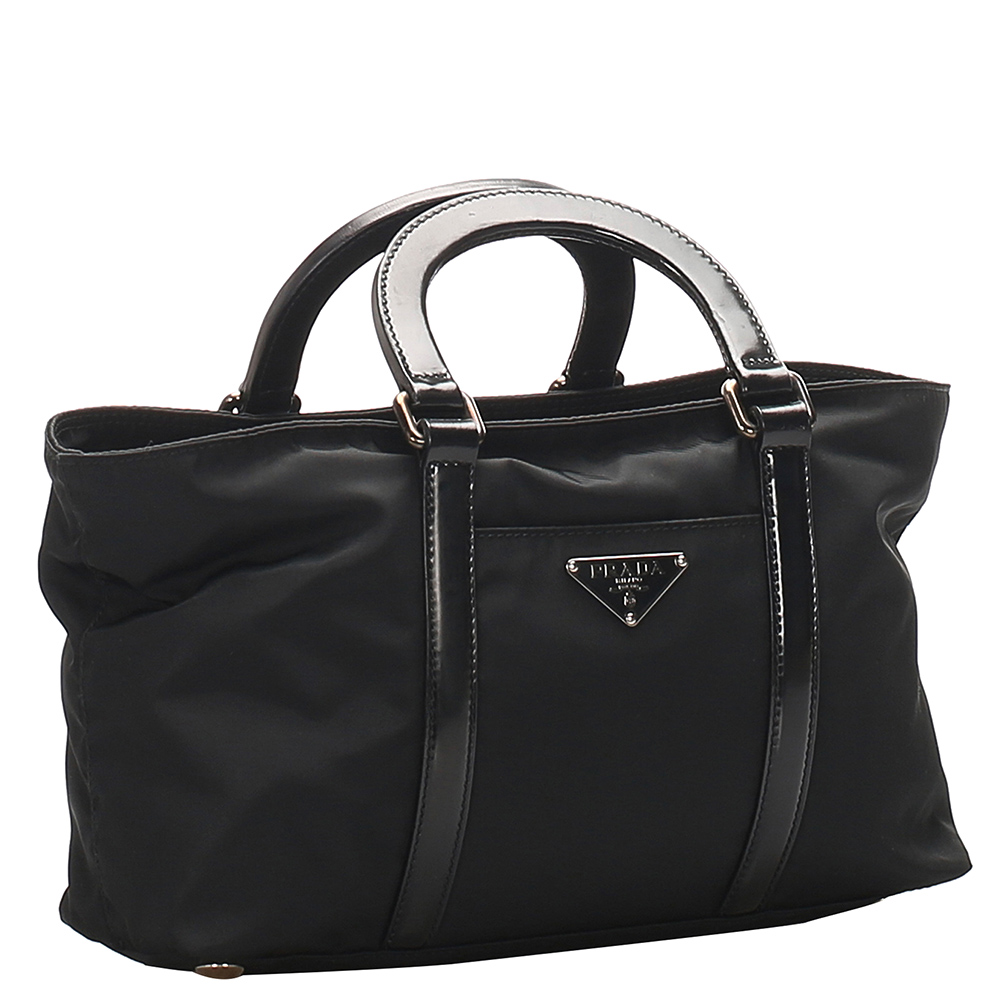 

Prada Black Tessuto And Trimmed Leather Satchel