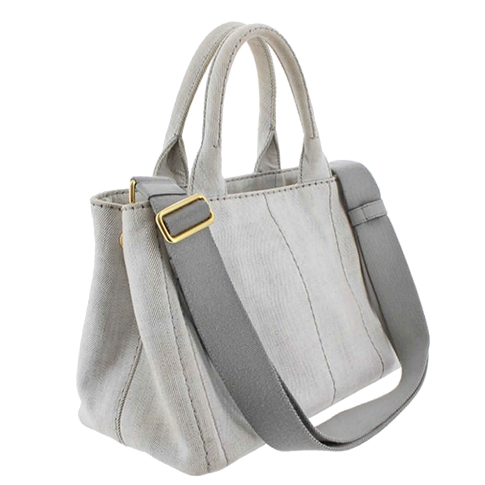 

Prada Gray Canvas Canapa Satchel, Grey