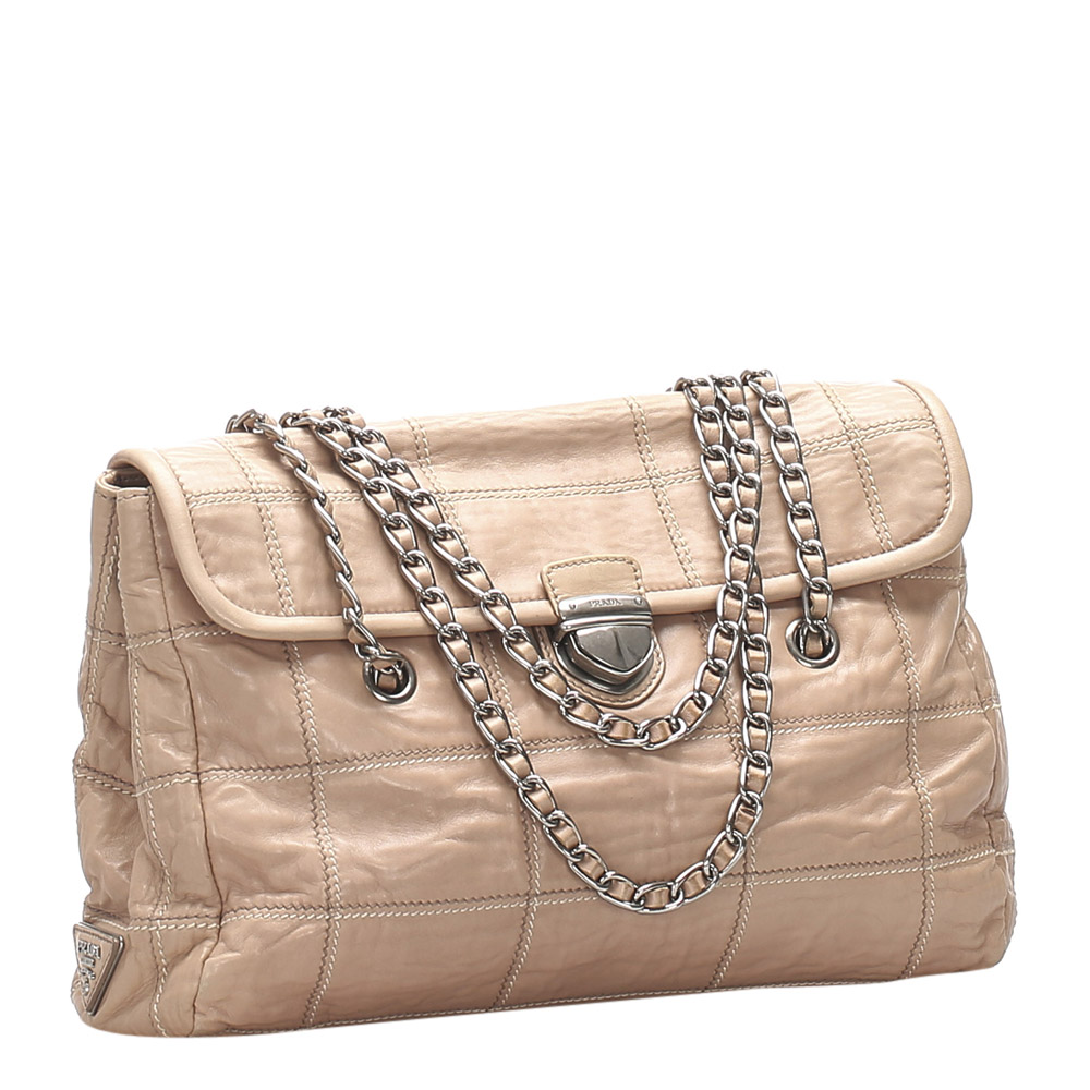 

Prada Pink Leather Impuntu Chain Shoulder Bag