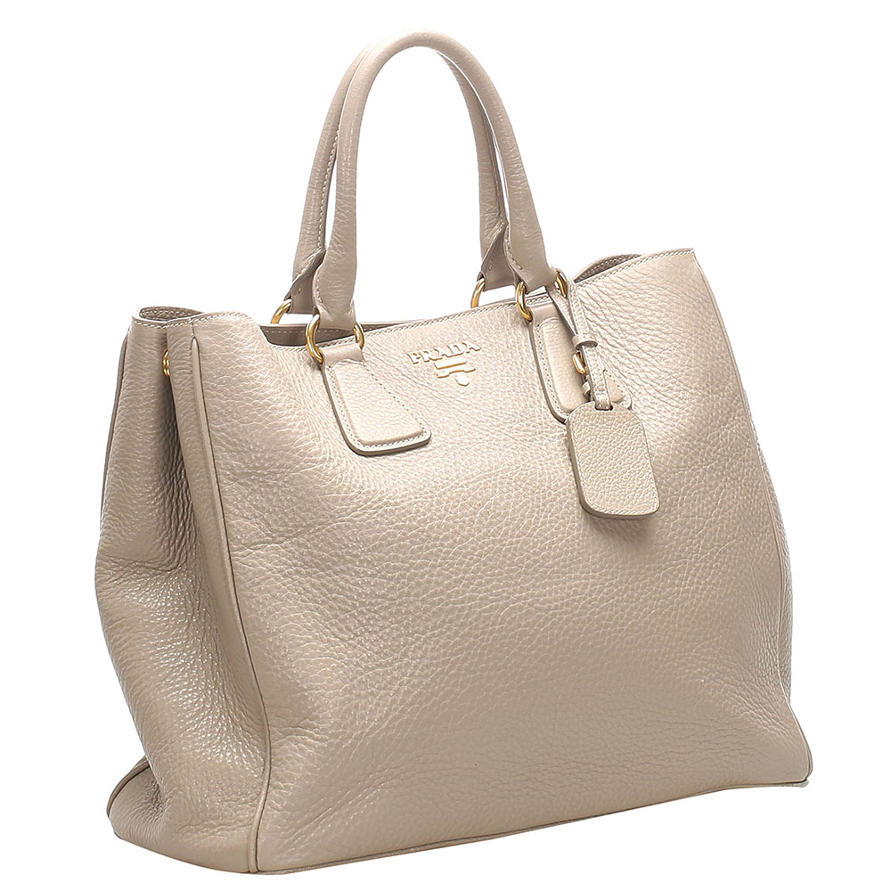 

Prada Brown/Beige Leather Vitello Daino Tote Bag