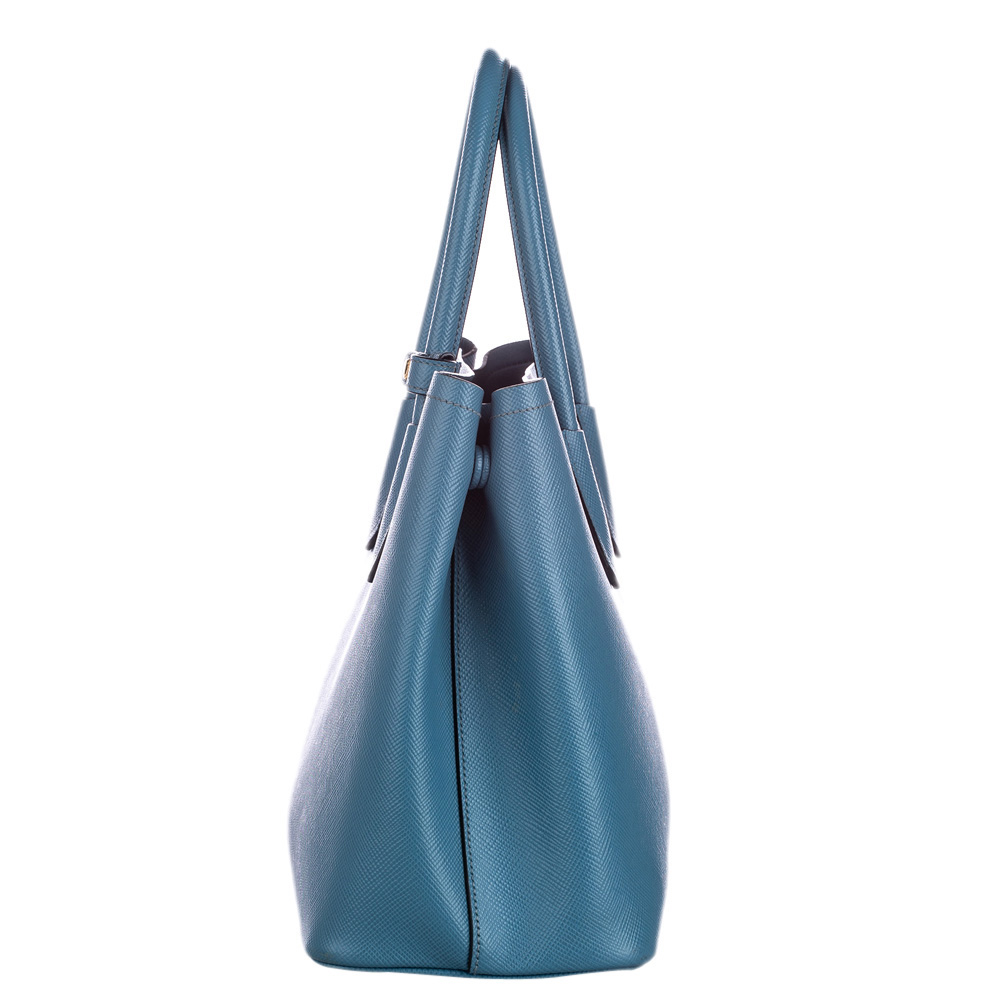 

Prada Blue Saffiano Leather Cuir Twin Tote Bag