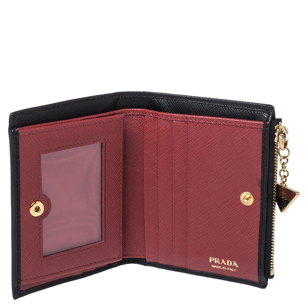 

Prada Black Saffiano Lux Leather Compact Wallet