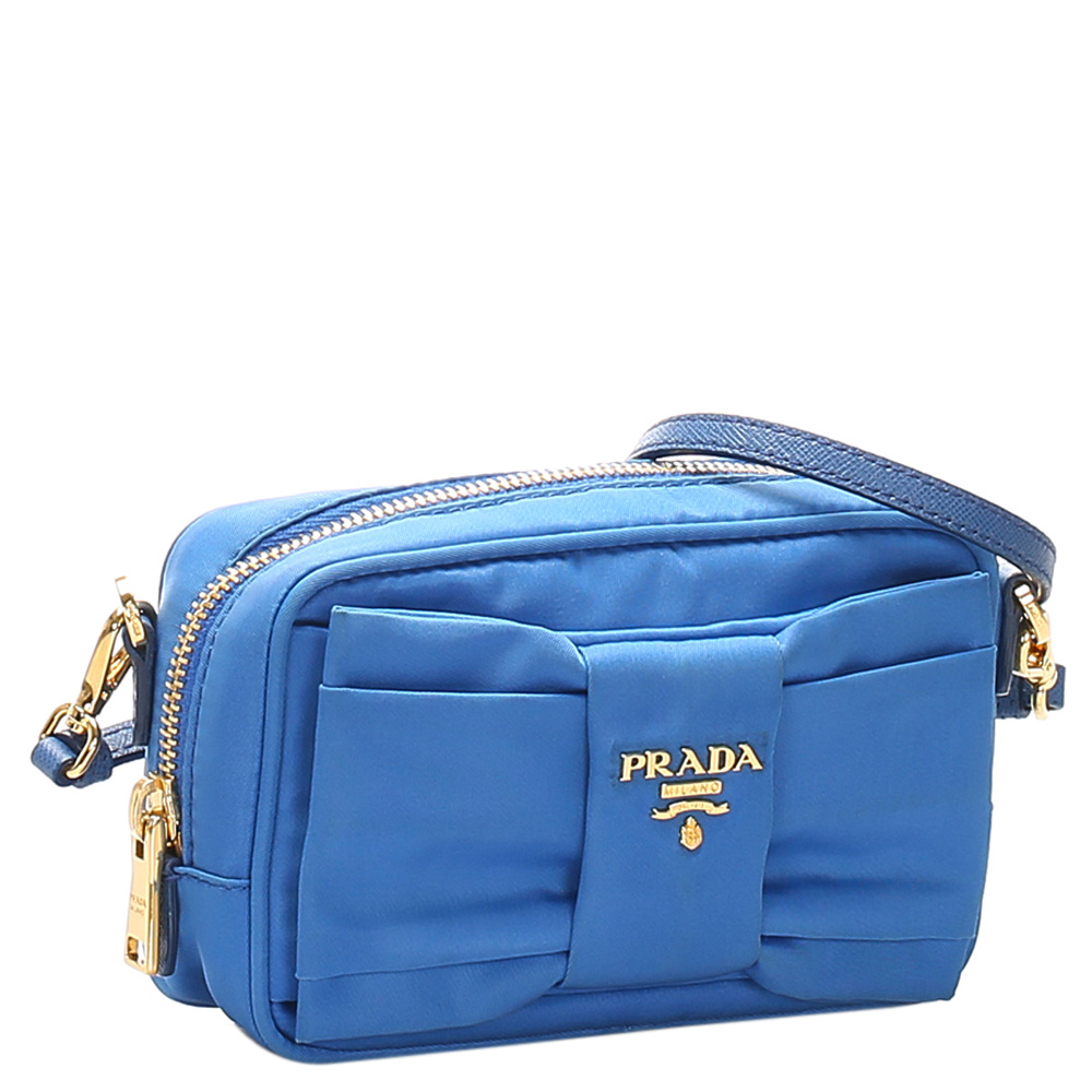 

Prada Blue Nylon Fiocco Bow Tessuto Crossbody Bag