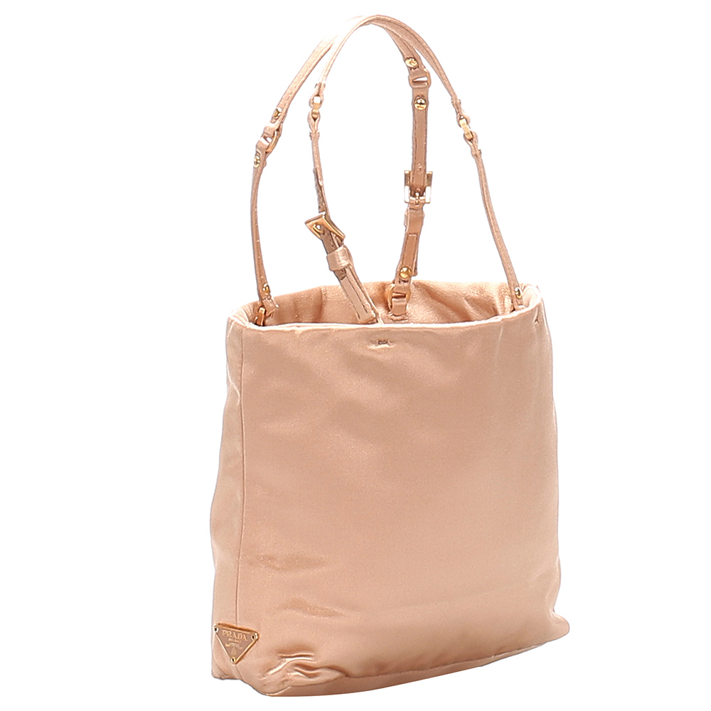 

Prada Pink/Brown Satin Tote Bag, Beige