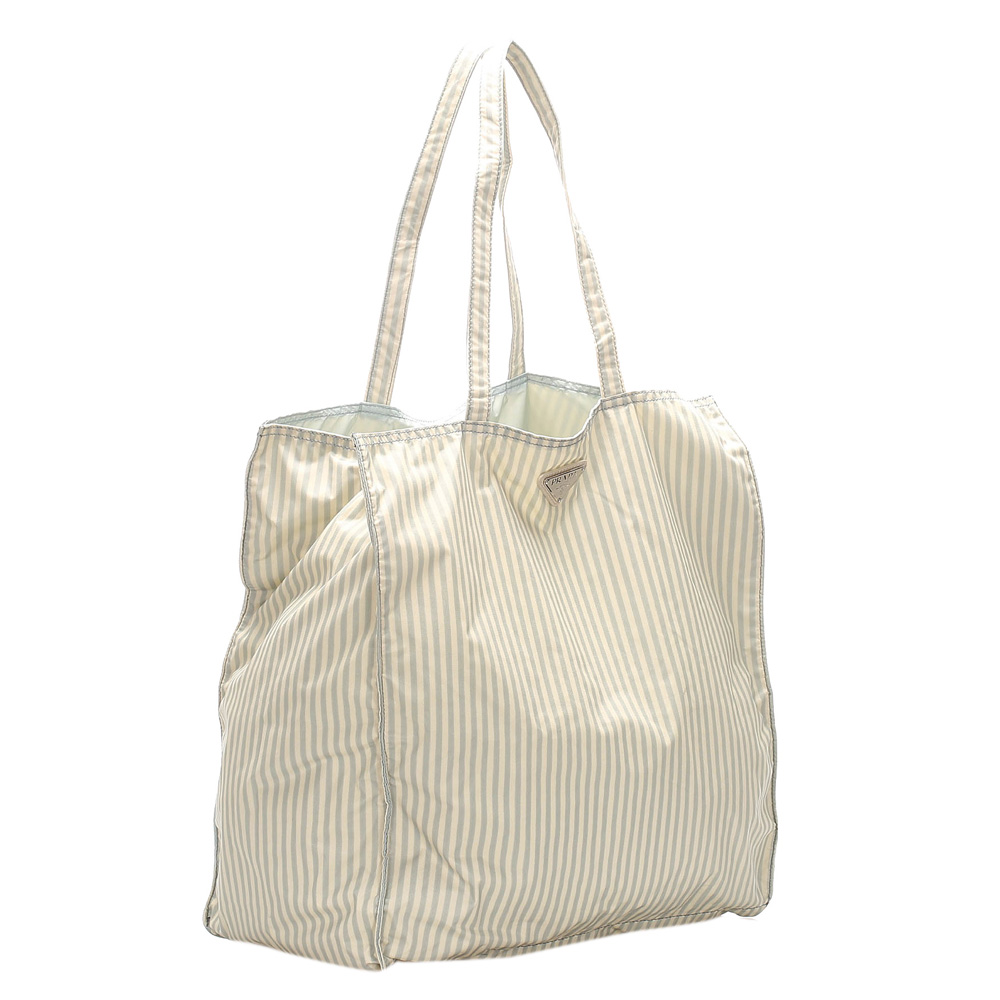 

Prada White Nylon Tessuto Stampato Tote Bag, Grey