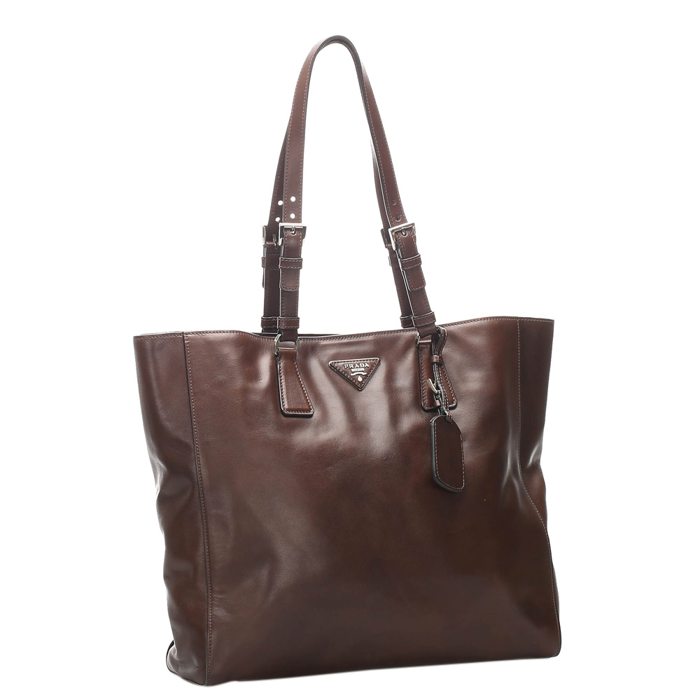 

Prada Brown Soft Calf Leather Tote Bag