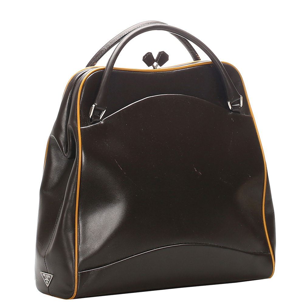 

Prada Brown Leather Top Handle Bag