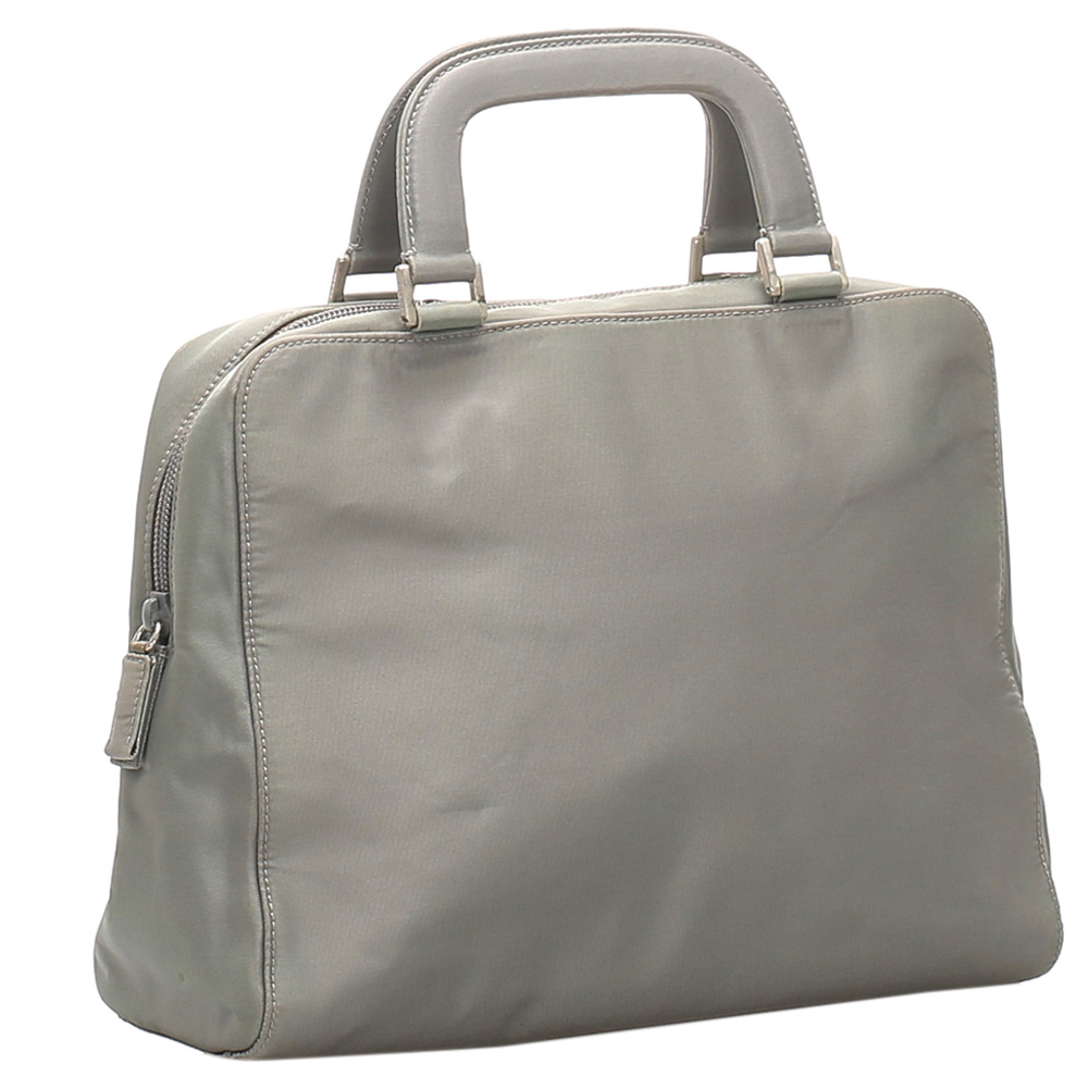 

Prada Grey Leather Top Handle Bag