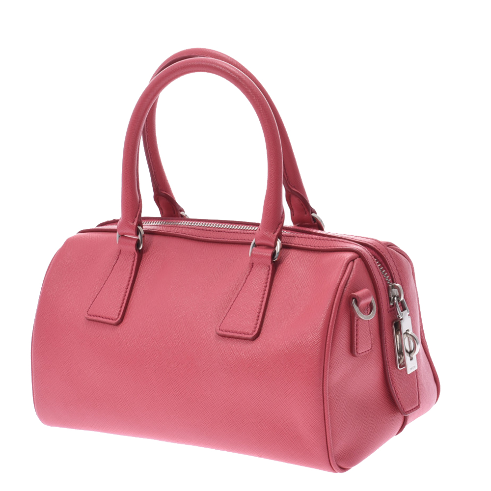 

Prada Pink Saffiano Lux Leather Peonia Bowling Bag