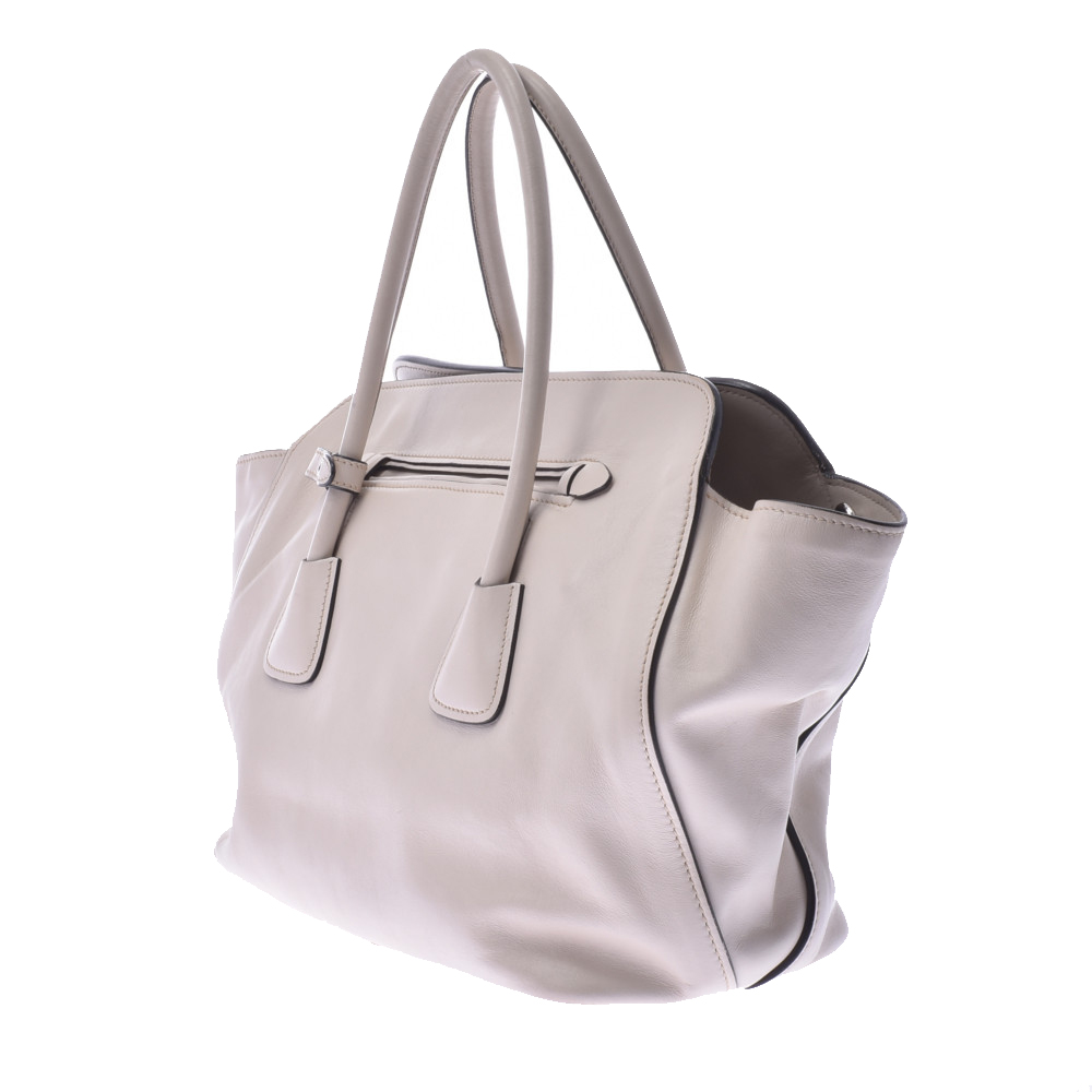 

Prada White Calf Leather Shopping Tote Bag