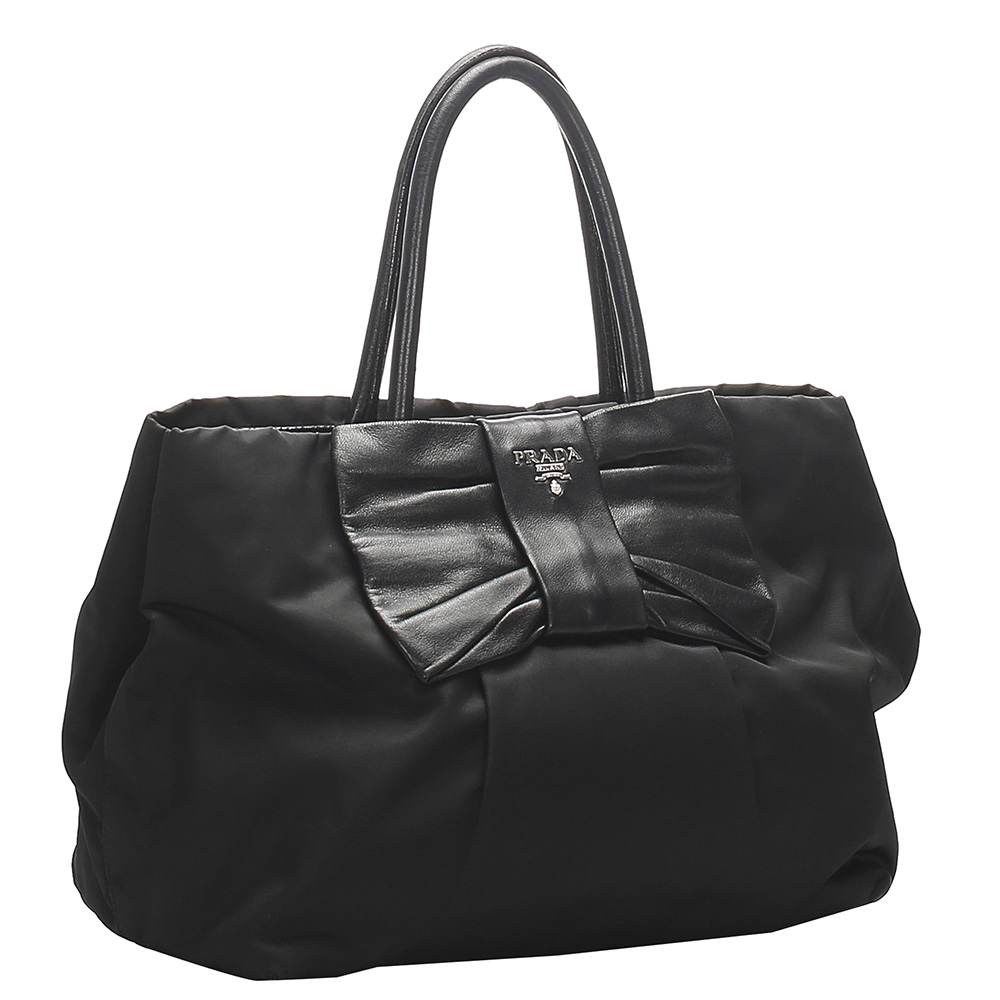 

Prada Black Tessuto Nylon Bow Tote