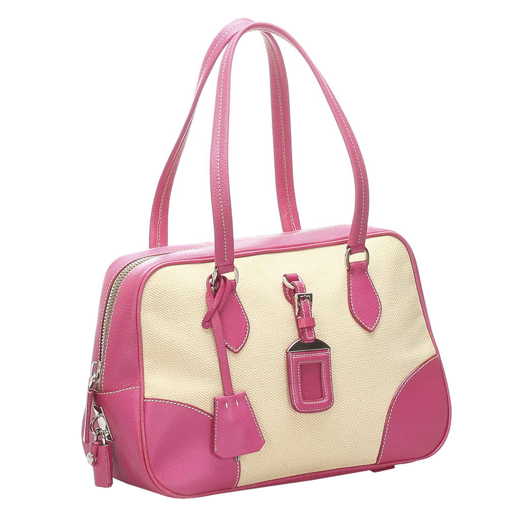 

Prada Beige and Pink Vintage Satchel Bag