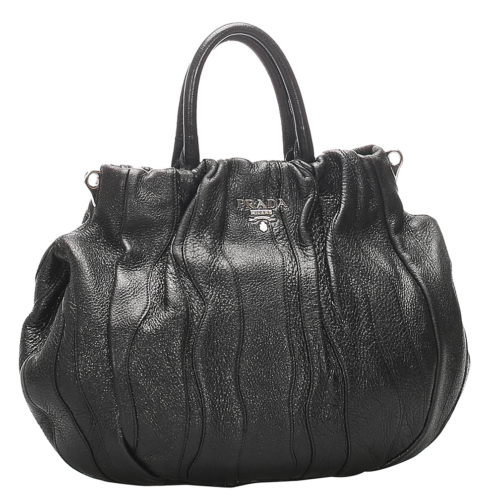 

Prada Black Leather Waves Satchel