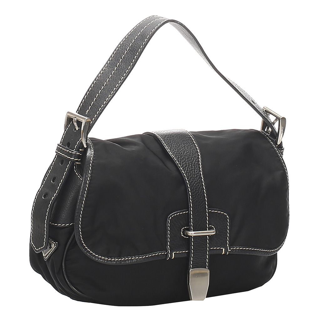 

Prada Black Tessuto And Leather Shoulder Bag