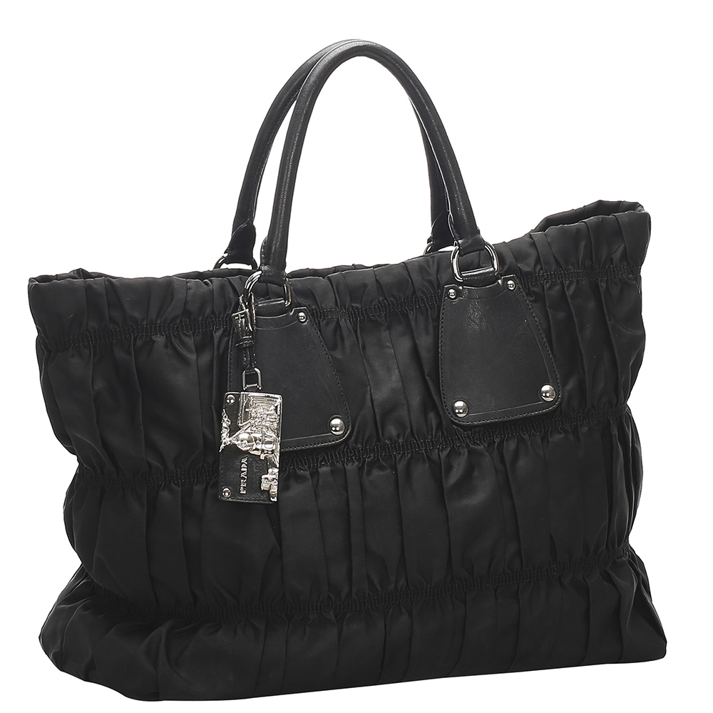 

Prada Black Tessuto Gaufre Tote Bag