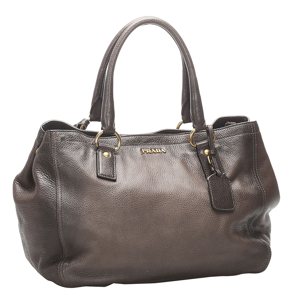 

Prada Brown Leatehr Vitello Daino Satchel