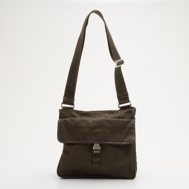 Pre Owned Prada Brown Nylon Crossbody Bag