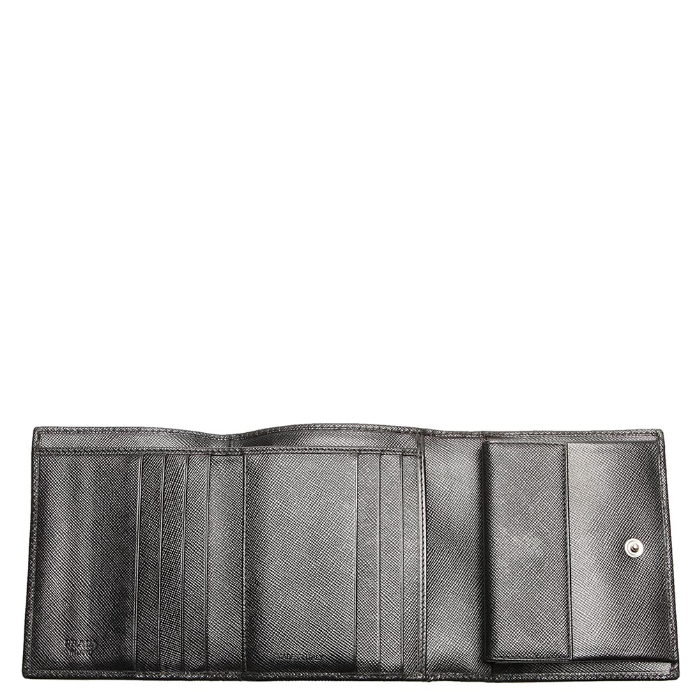 

Prada Black Leather Saffiano Tri-fold Small Wallet