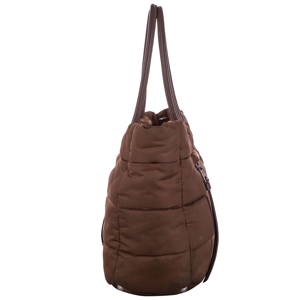 

Prada Brown Nylon Bomber Tessuto Satchel Bag