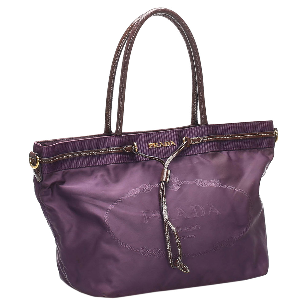 

Prada Purple Canapa Nylon Tote Bag