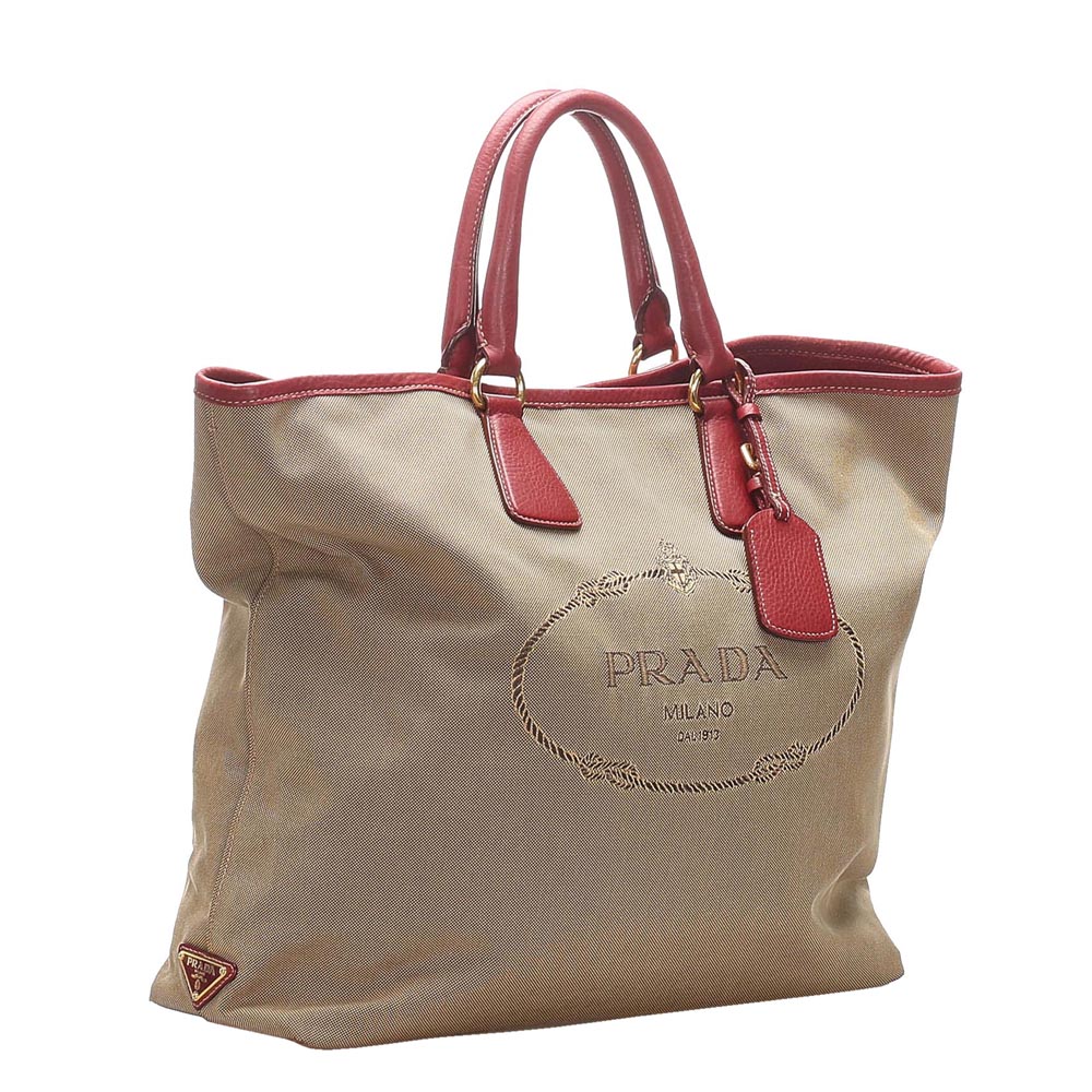 

Prada Brown Canapa Tote Bag, Beige