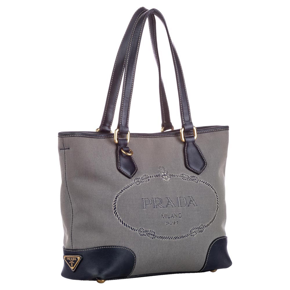 

Prada Grey Canapa Canvas Tote Bag, Multicolor