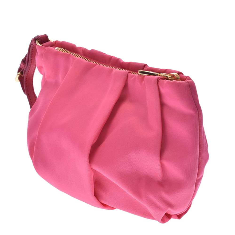 

Prada Pink Nylon Bow Clutch