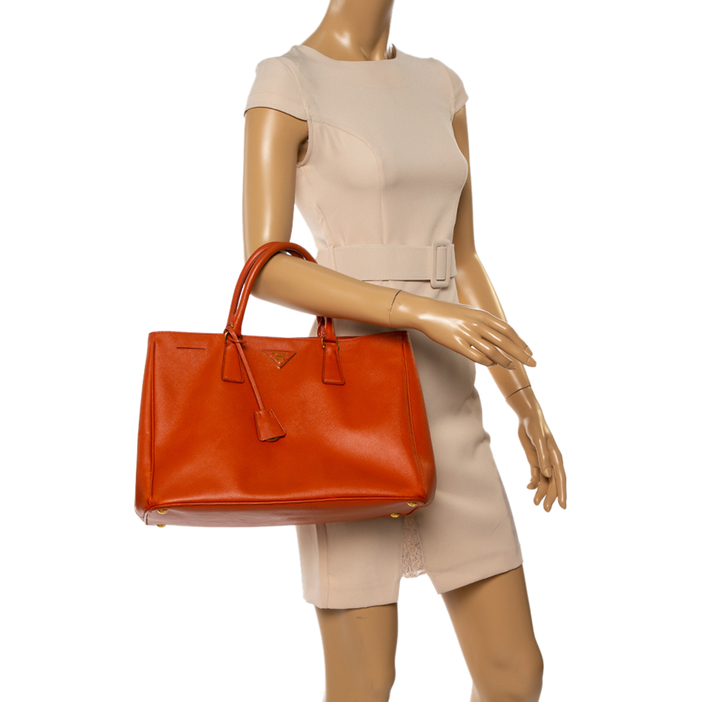 

Prada Orange Saffiano Lux Leather Large Gardener's Tote