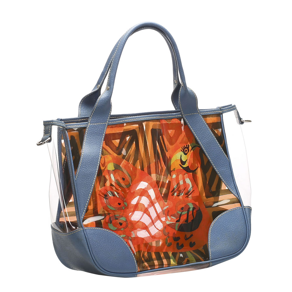 

Prada Transparent Printed Vinyl Tote Bag, Multicolor