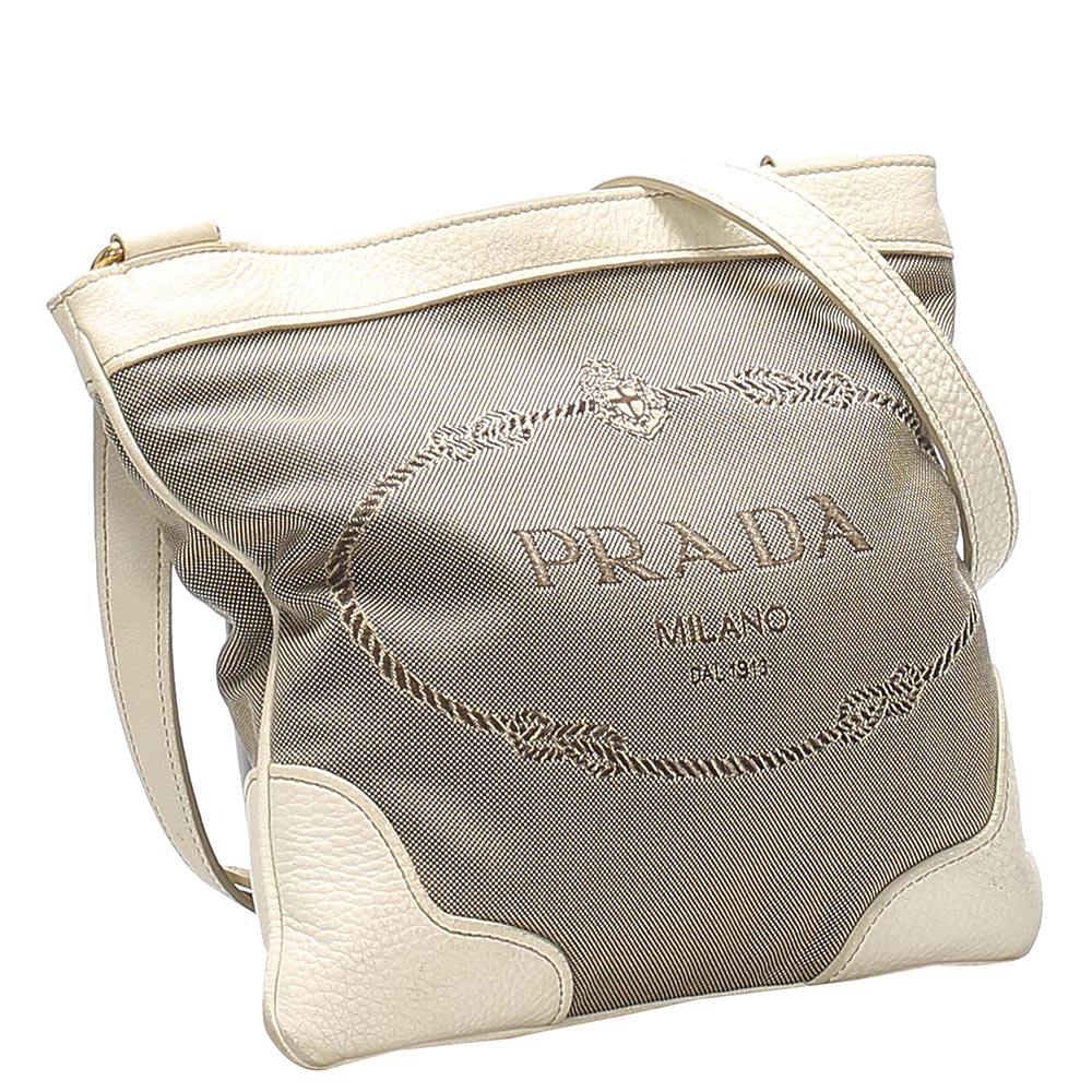 

Prada Brown Khaki Canvas Canapa Bag, Beige