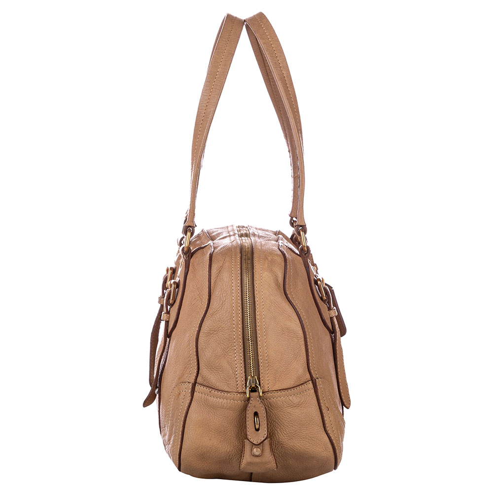 

Prada Brown Leather Cervo Antik bag, Beige