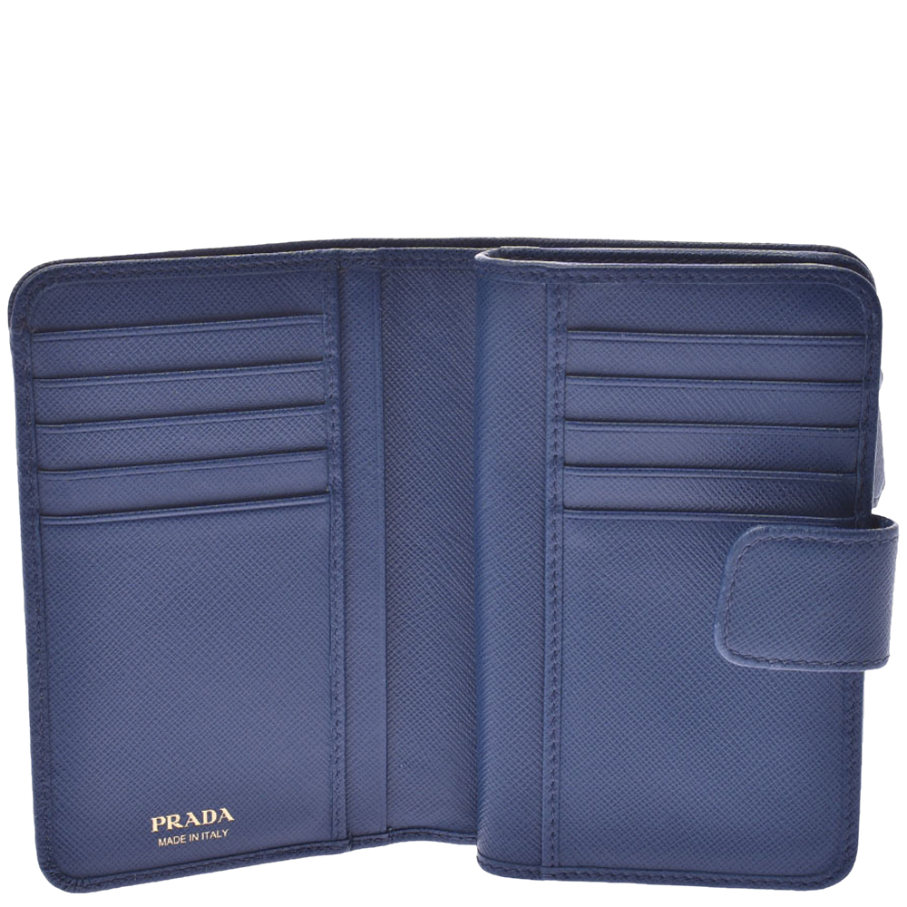 

Prada Blue Saffiano Leather Bi-fold Zip Wallet