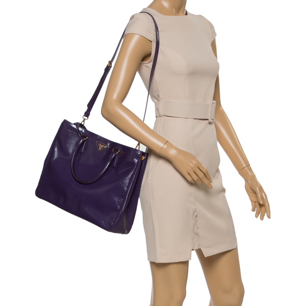 

Prada Purple Saffiano Vernic Patent Leather Tote