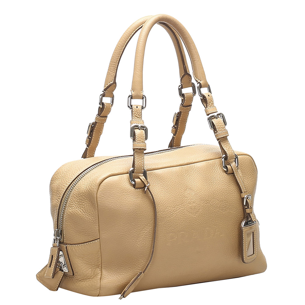 

Prada Brown Leather Vitello Daino Bag, Beige