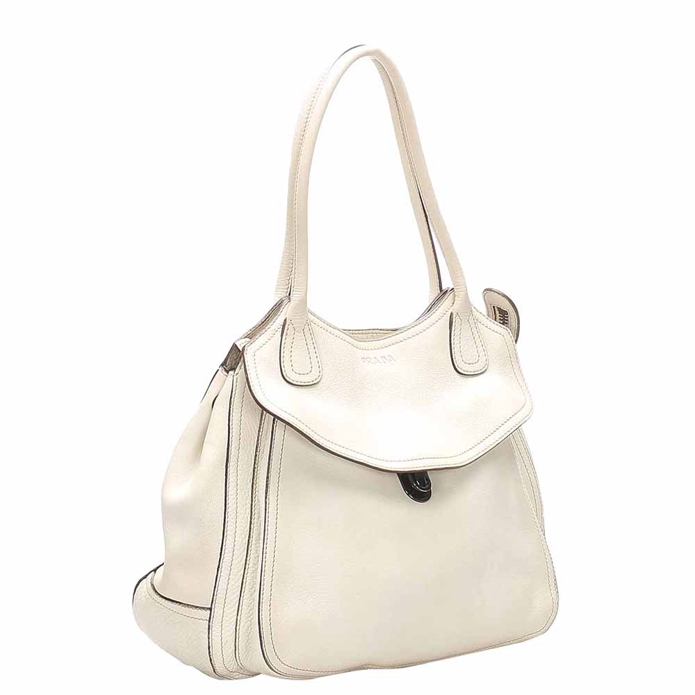

Prada White Leather Shoulder Bag