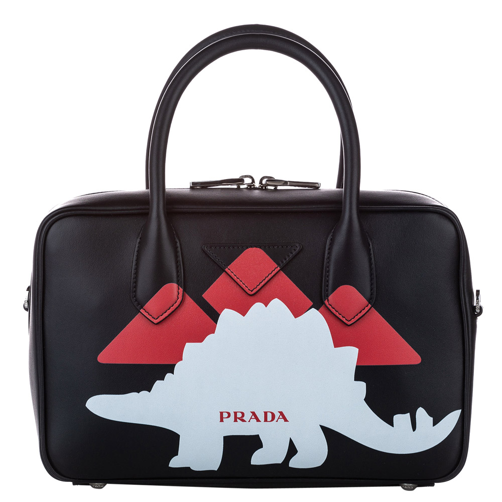 Prada Black Leather Mirage Dinosaur Bag 