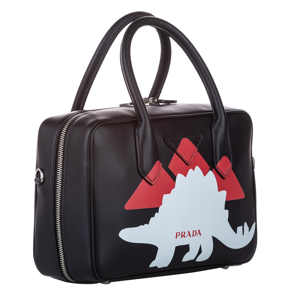 

Prada Black Leather Mirage Dinosaur Bag