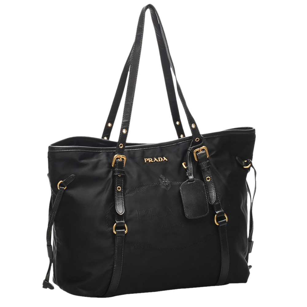 

Prada Black Nylon Tessuto Logo Tote Bag